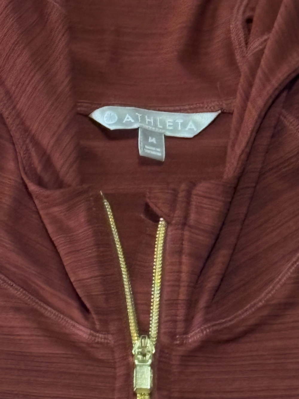 Athleta Rust Red Zip Hoodie Jacket with Gold Zipper - Picture 3 of 6